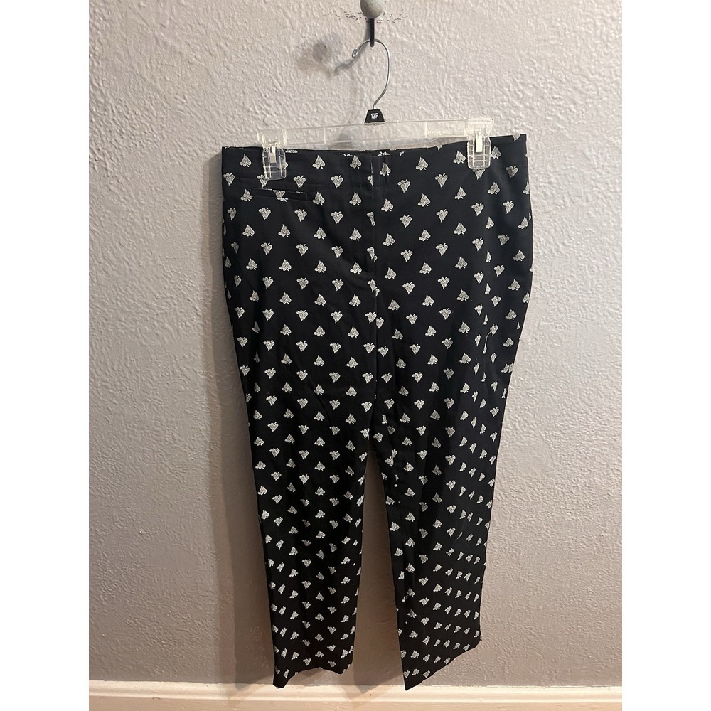 J Jill Women's Pants Size 10 Navy White‎ Tapered Flat Front